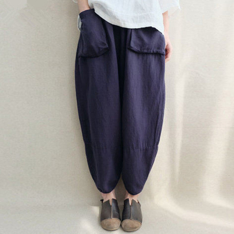 Pantalon large style zen en coton léger