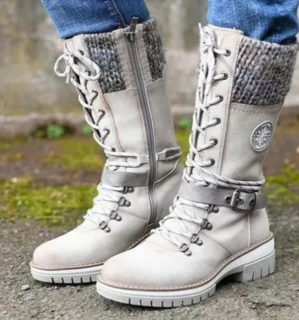 Bottes mi-hautes à lacets avec fermeture zippée