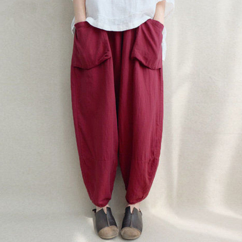 Pantalon large style zen en coton léger