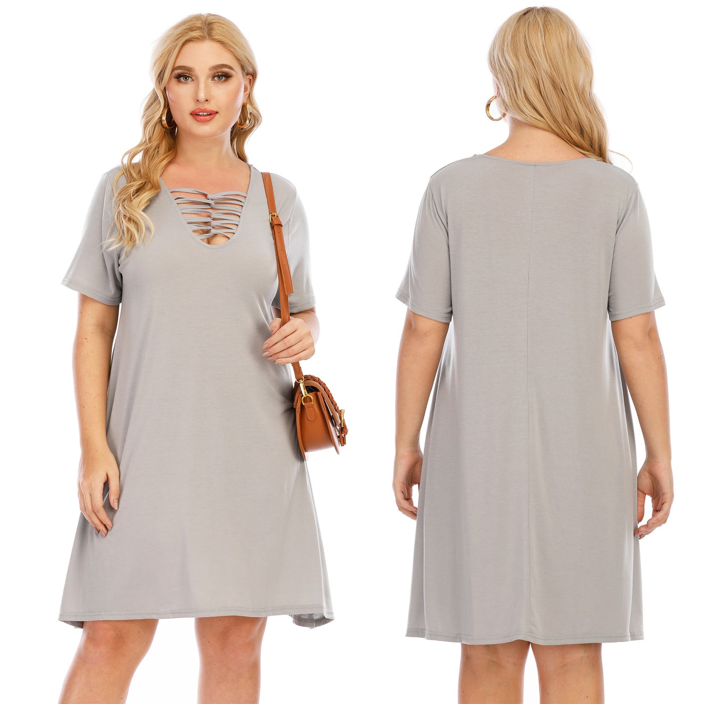 Robe évasée à col V croisé pour femme