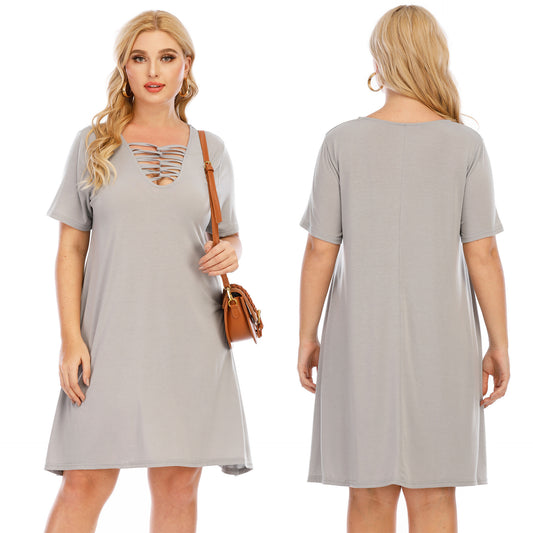 Robe évasée à col V croisé pour femme