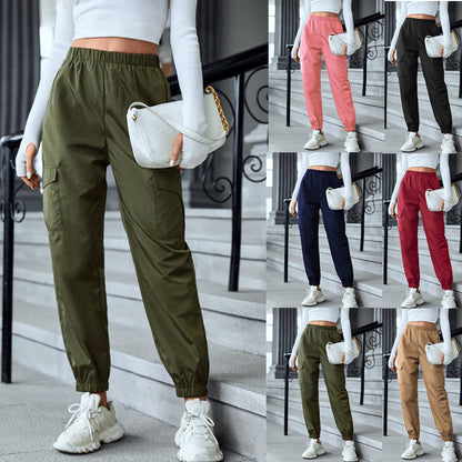 Pantalon Cargo Décontracté à Taille Élastique