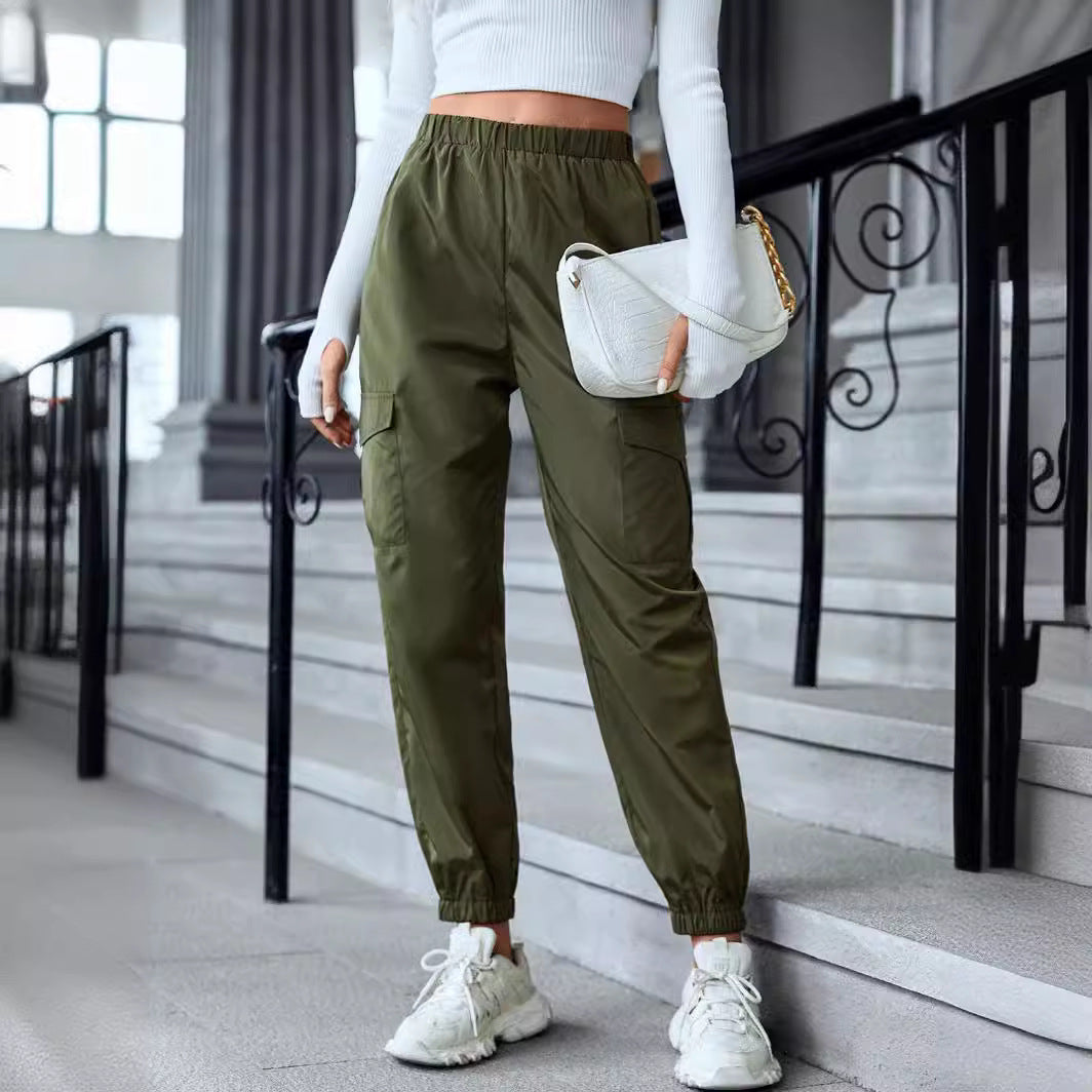 Pantalon Cargo Décontracté à Taille Élastique