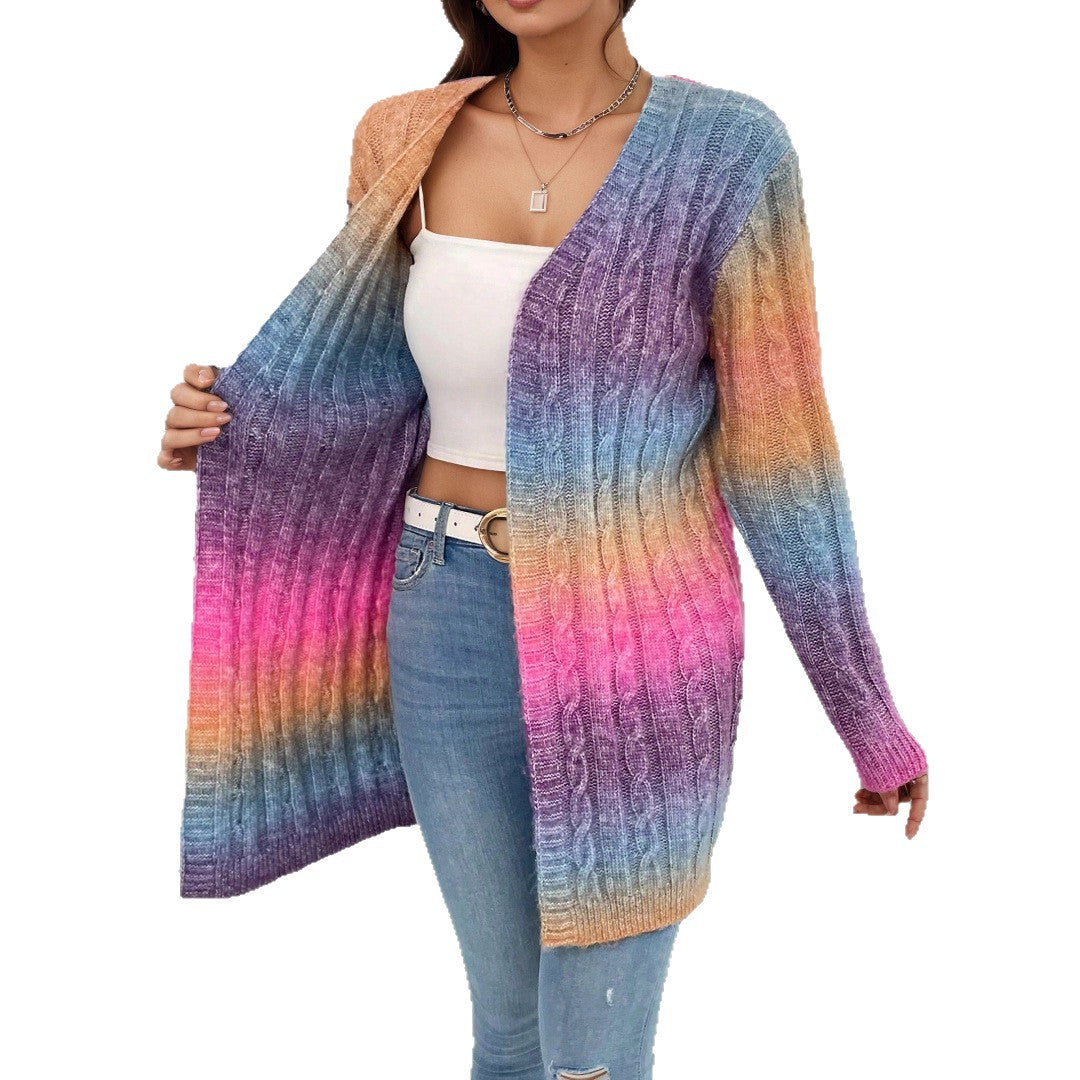 Cardigan long en maille texturée pour femme