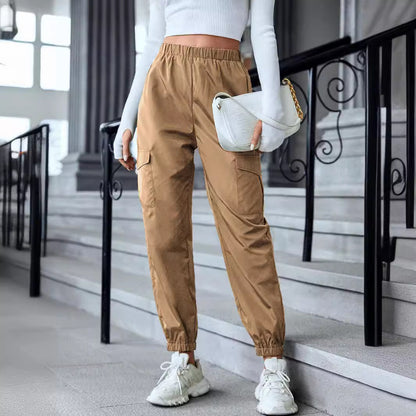 Pantalon Cargo Décontracté à Taille Élastique